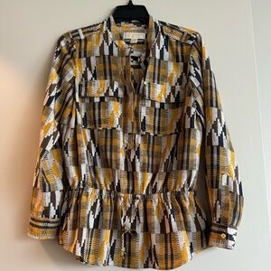 Michael Kors Women's Blouse - Yellow, Black, White Size Small